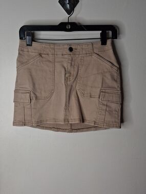 Hollister Low Rise Cargo Mini Skirt Beige Khaki XXS